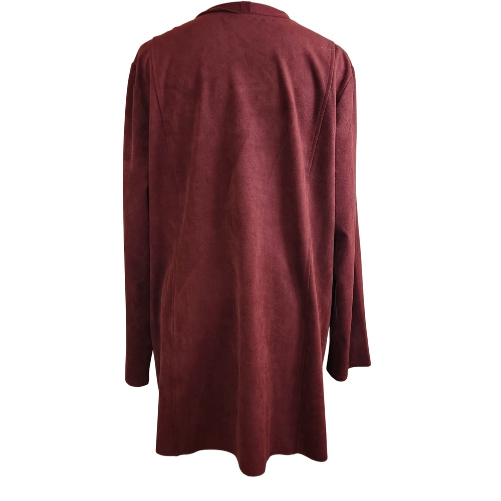Chicos XL Faux Suede Drape Front Open Cardigan Jacket Burgundy Maroon Maroon Red - Picture 3 of 9